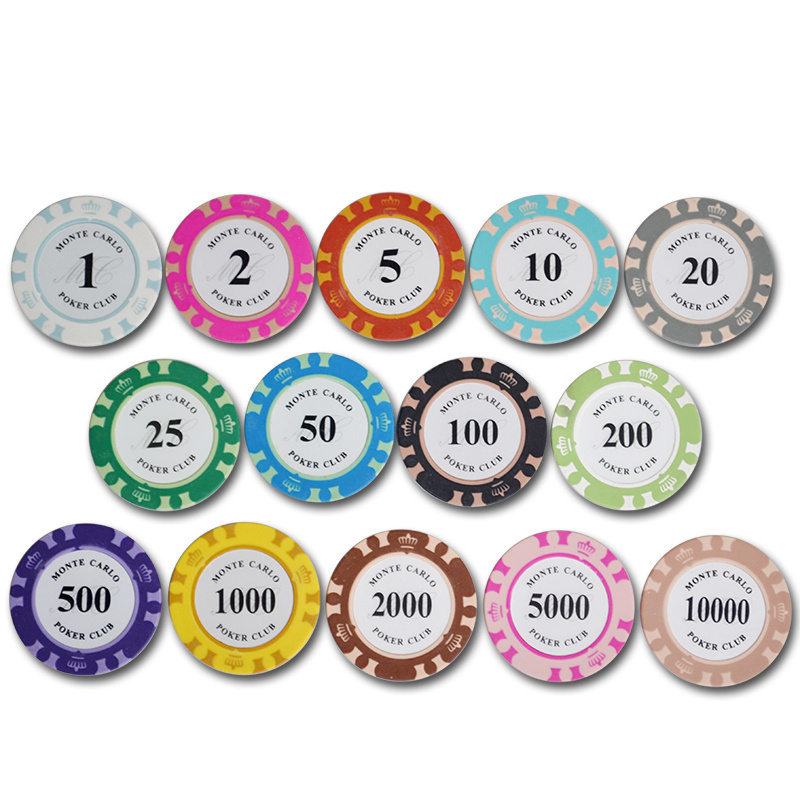 Wholesale 40MM  13.5G 14g real blank clay poker chips   insert  the middle sticker