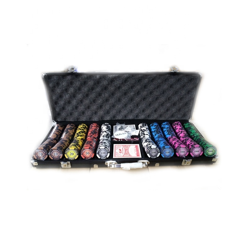 Poker Set Of 200 300 500 Chips   In PU Leather Carrying Case or aluminum case