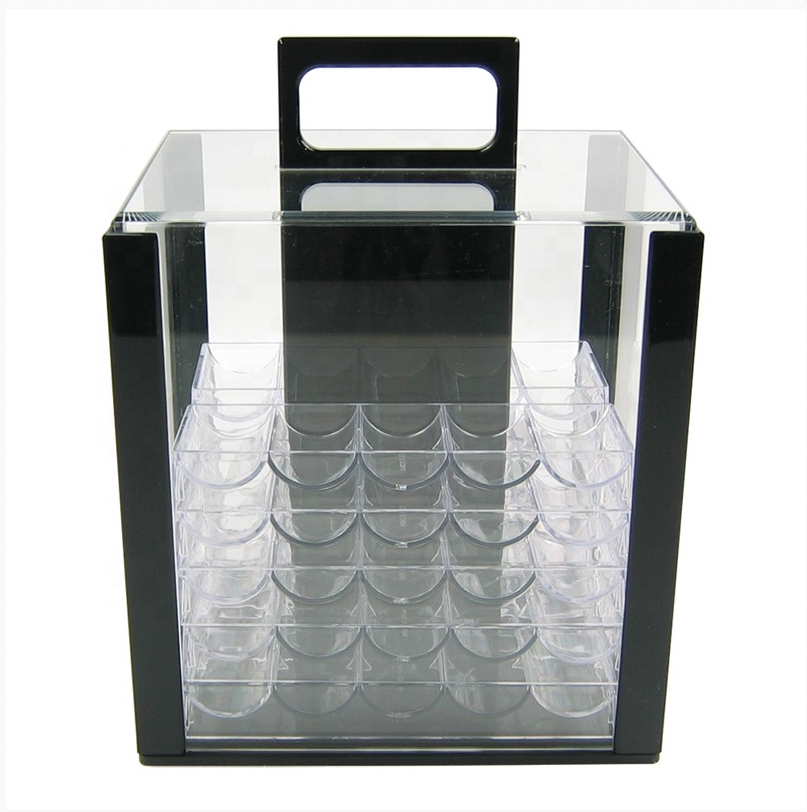 classic acrylic poker chip carrier for 40MM or 43MM  poker chip with tray or without tray