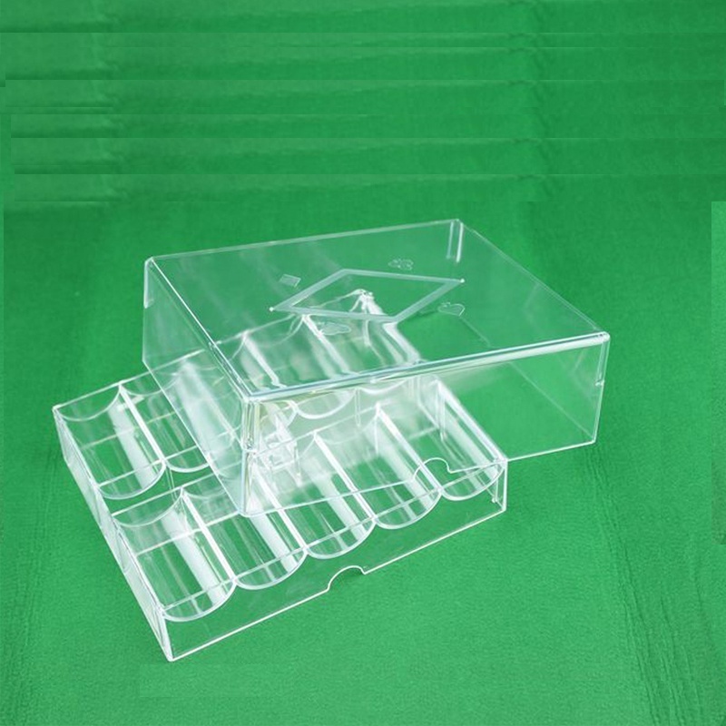 100pcs RECTANGULAR CHIPS  casino acrylic  poker chip  tray rackS  holder  with lid