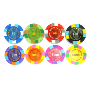 Three-Tone Sticker Real Clay Poker Chip for casino