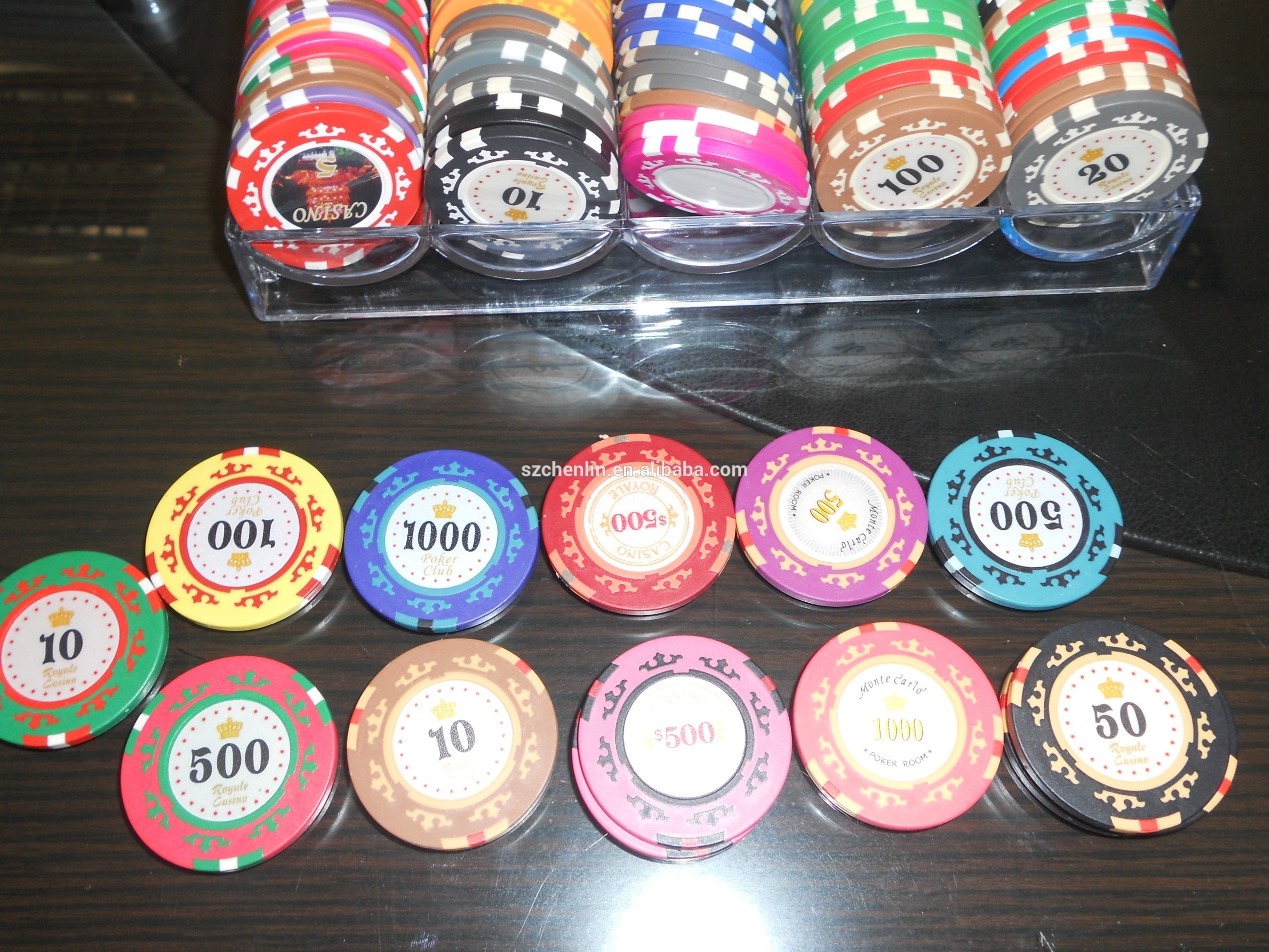 Three-Tone Sticker Real Clay Poker Chip for casino