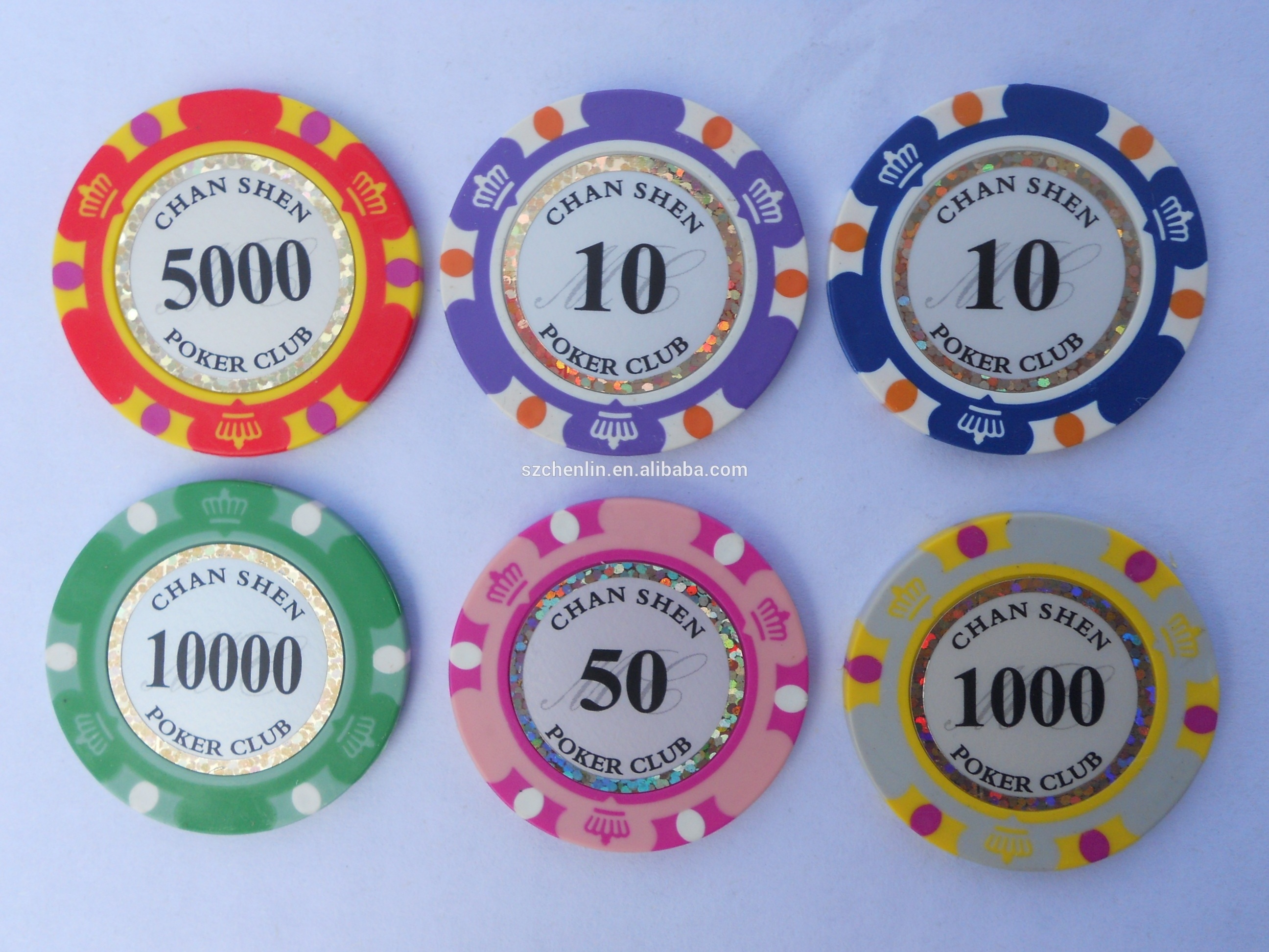 Three-Tone Sticker Real Clay Poker Chip for casino