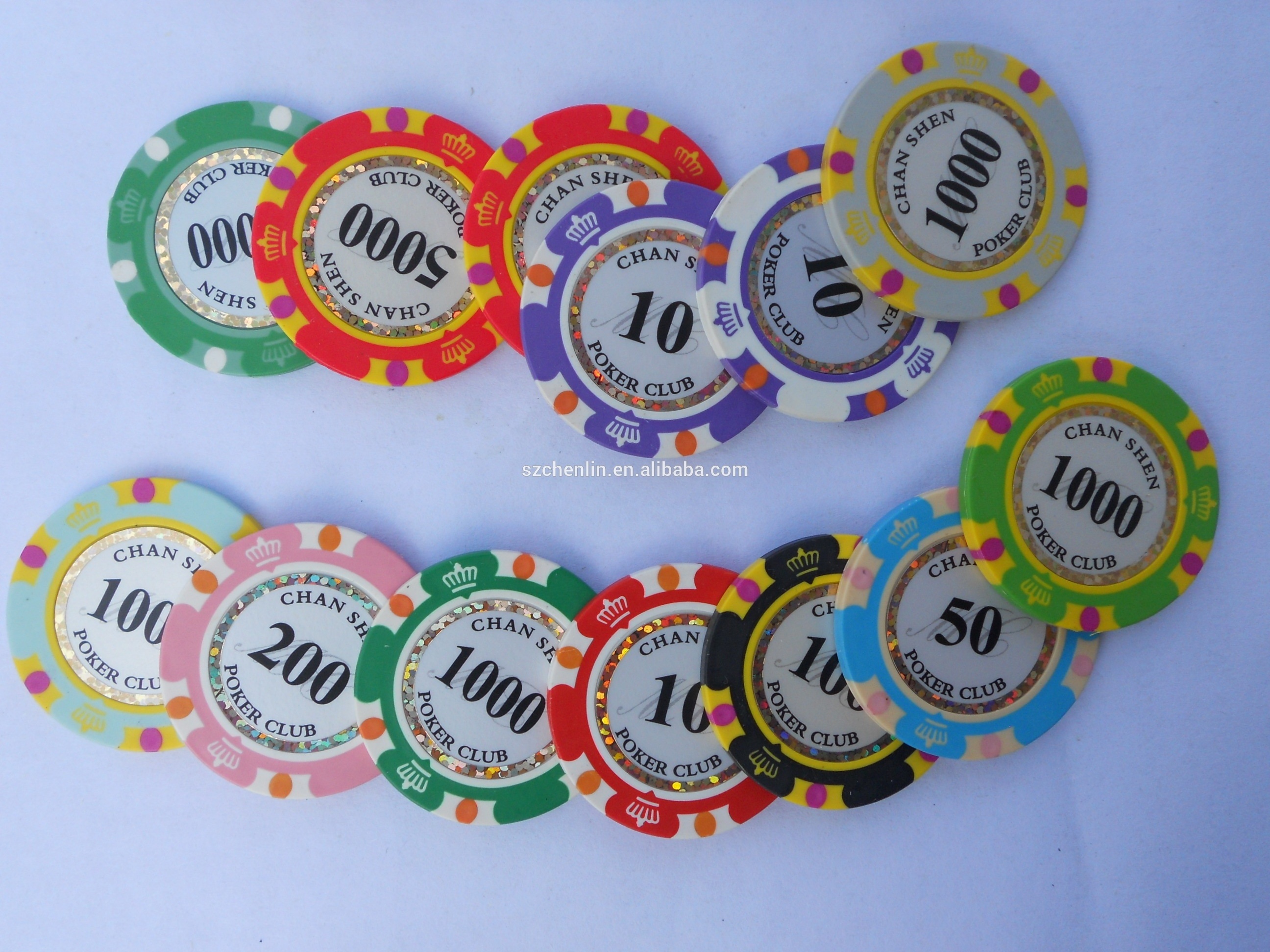 Three-Tone Sticker Real Clay Poker Chip for casino