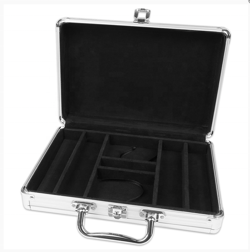 New version Silver or black or gold aluminum  100 200  300 400 500 600  10000  poker chip case