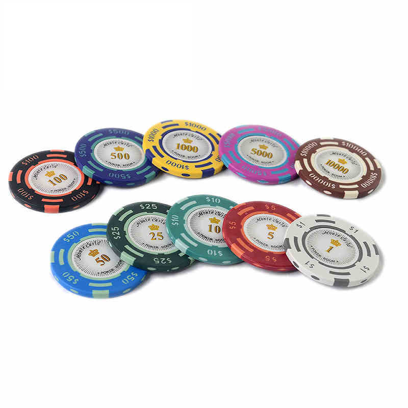 New arrival sticker design 14G menta carlo clay poker chips wholesale