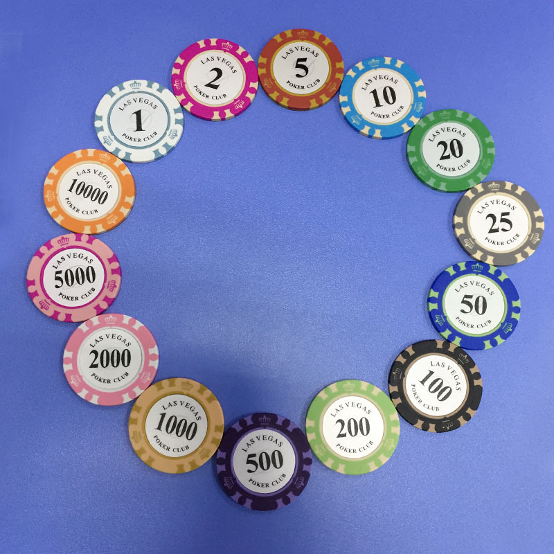 Wholesale Las vegas clay poker chip with stickers inlay