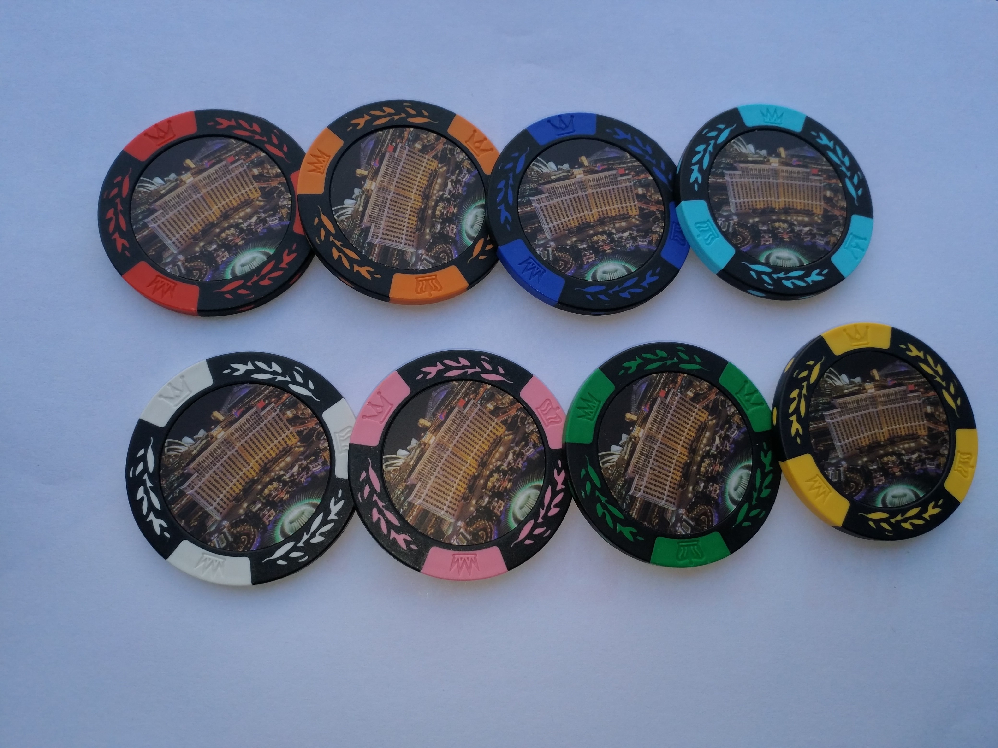 Custom Sticker 14g Clay Poker Chip Stock Factory with metal core insert