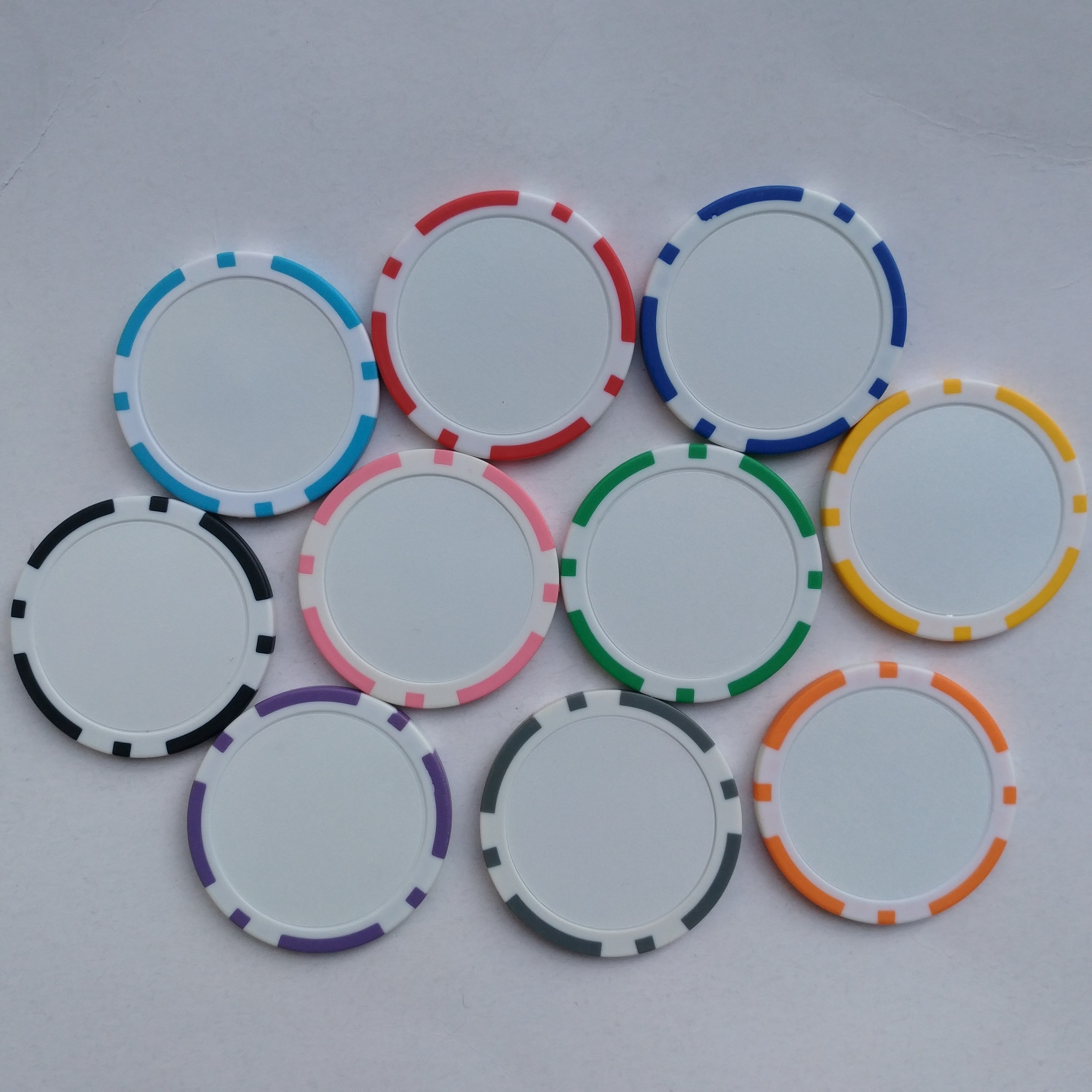 31.7mm White stickers  INLAY  blank 11.5G  poker chips for wholesale