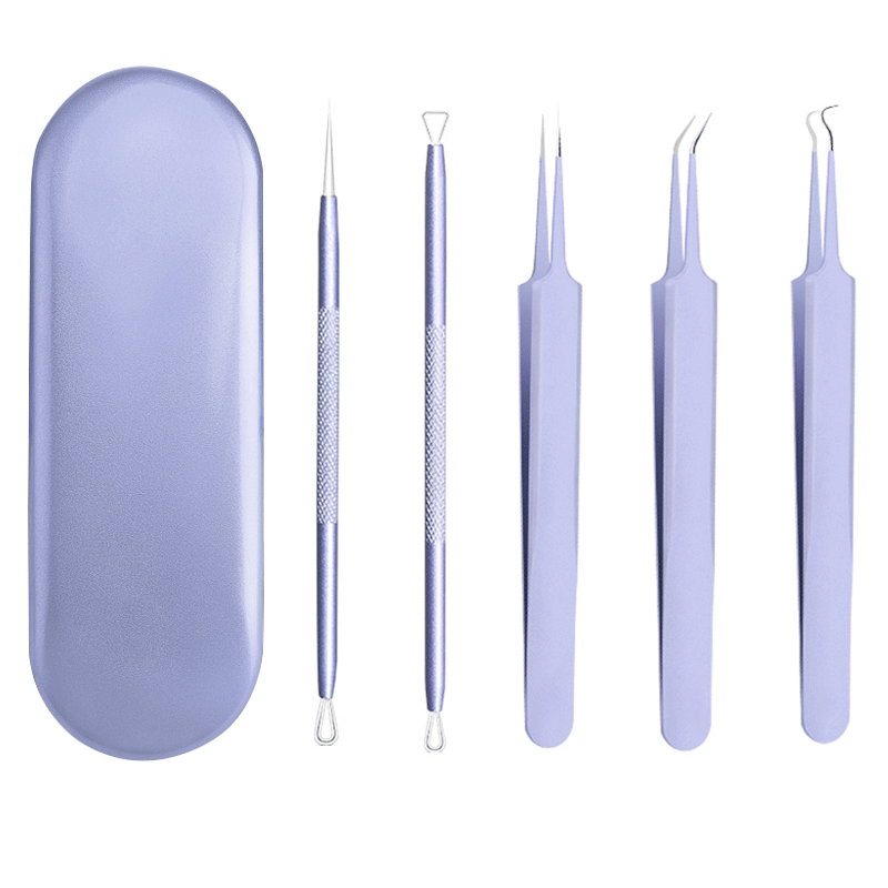 1 Portable Professional 5pcs/pack Blackhead Remover Extractor Tool Kit with Metal Case