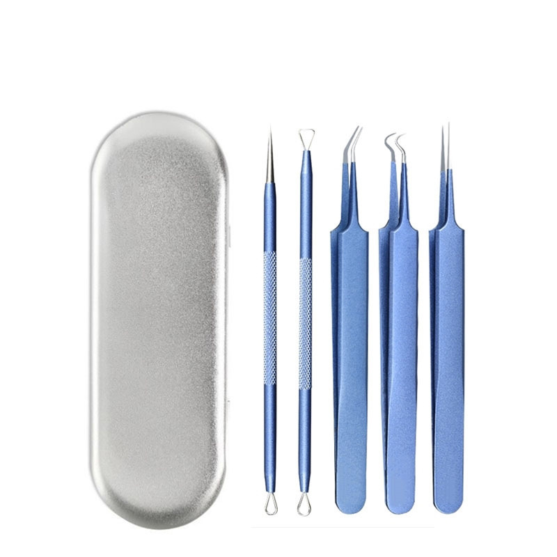 1 Portable Professional 5pcs/pack Blackhead Remover Extractor Tool Kit with Metal Case