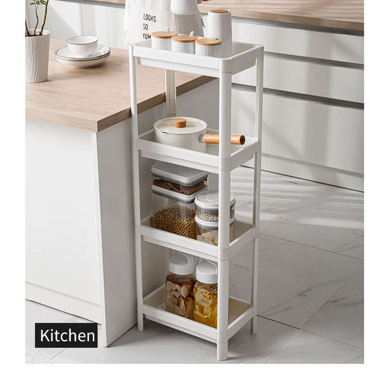 Slim Rolling Storage Cart Mobile Shelving Unit Organizer Kitchen and Bathroom Storage Rack Tower 4 Tier