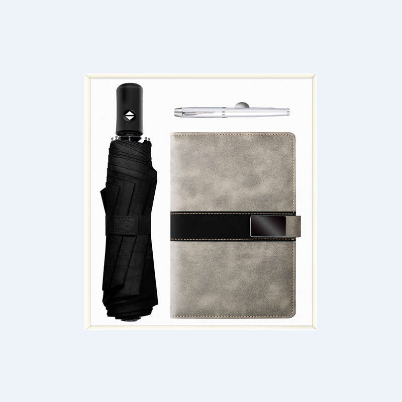 Notebook gift pack with umbrella pen temperature display vacuum flask usb flash drive speaker power bank vip gift set high-end