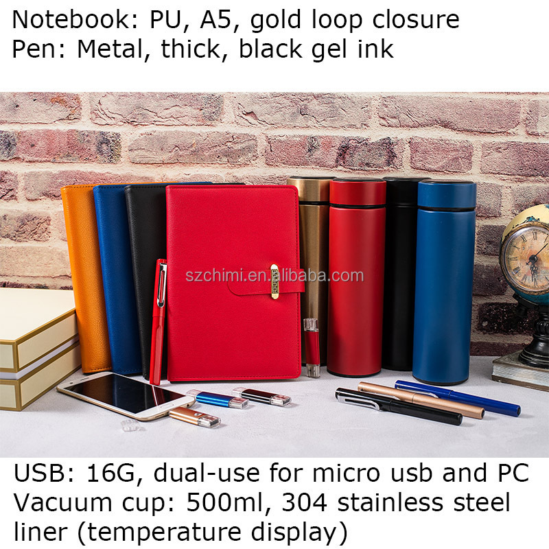 anniversary gift set office business gift set vacuum cup pen promotion business leather notebook gift set