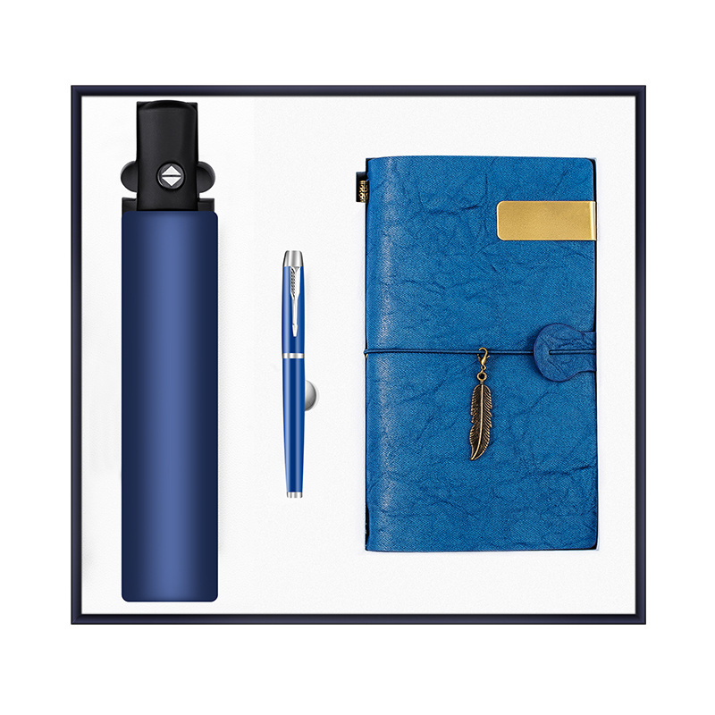 Wholesale retro promotional products A6 notebook umbrella pen and Vacuum cup with custom gifting