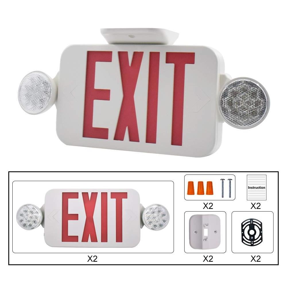 USA Standard Rechargeable Emergency Exit Sign Led Combo Light With Battery Backup