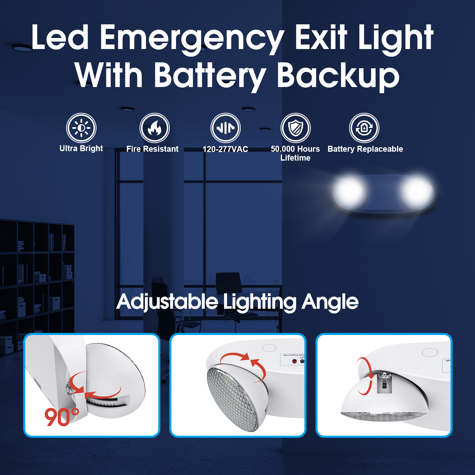 High Quality Emergency Light Rechargeable LED Portable Twin Spot Emergency Light