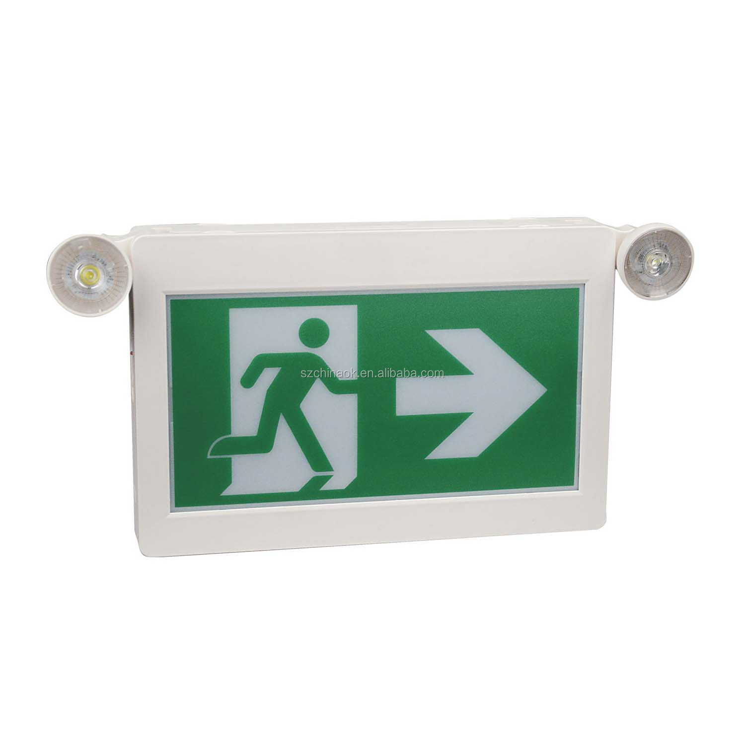 Wall Mounted Rechargeable Fire Emergency Running Man Combo Fire Emergency Exit Sign Led Light With Spot Light