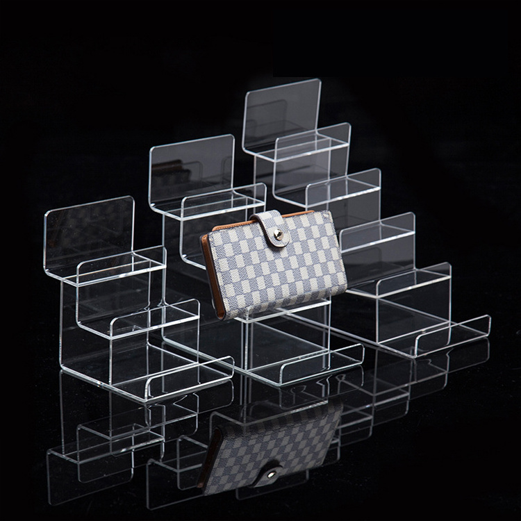 Bag Shop Display Countertop Leather Wallet Stand Coin Purse Holder Rack Tabletop Acrylic Wallet Display Stand For Sale