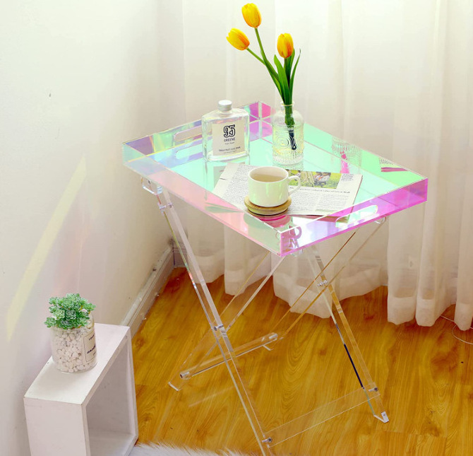 Modern Clear Acrylic Furniture Folding Tray Table Acrylic Side Table Acrylic End Table