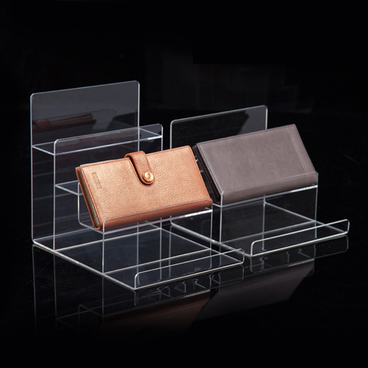 Bag Shop Display Countertop Leather Wallet Stand Coin Purse Holder Rack Tabletop Acrylic Wallet Display Stand For Sale