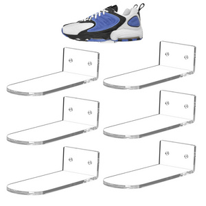 Transparent 6 Pack Acrylic Floating Display Shelf Shoe Shelf Clear Sneaker Display Wall Mounted Levitating Shoe Rack