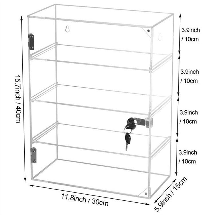 Custom Clear Acrylic Display Cabinet Locking Acrylic Showcase Clear Acrylic Display Case With Lock For Retail