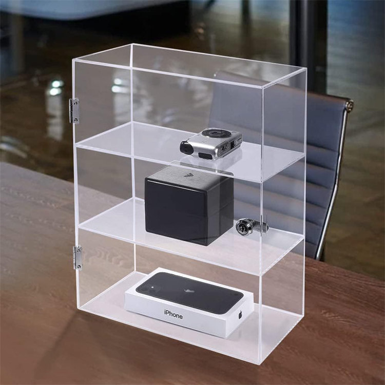 Custom Clear Acrylic Display Cabinet Locking Acrylic Showcase Clear Acrylic Display Case With Lock For Retail