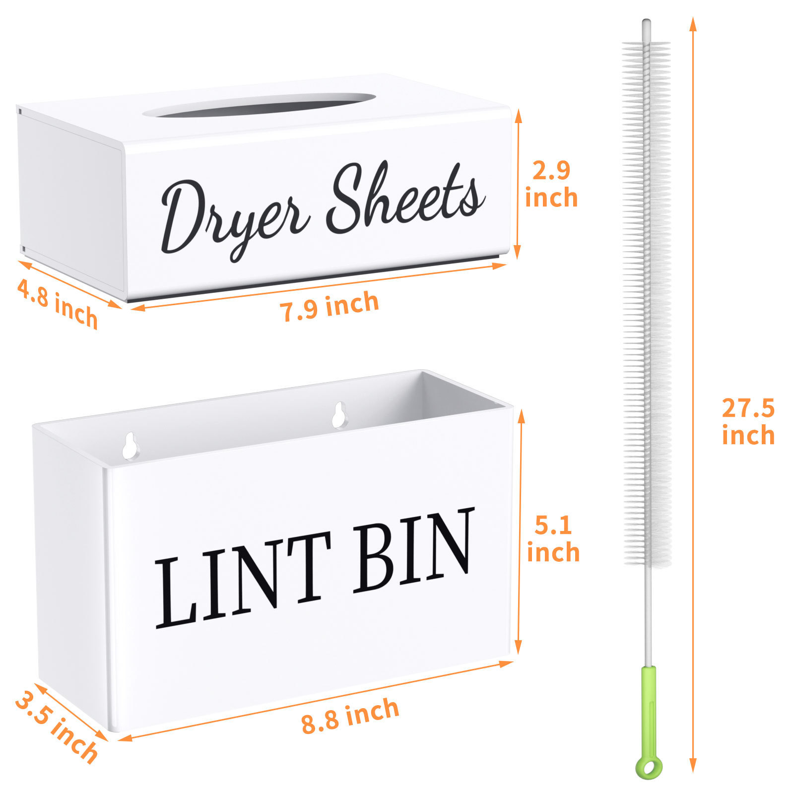 Acrylic Magnetic Lint Bin for Laundry Room Wall Mounted Dryer Sheet Holder Dispenser with Lid