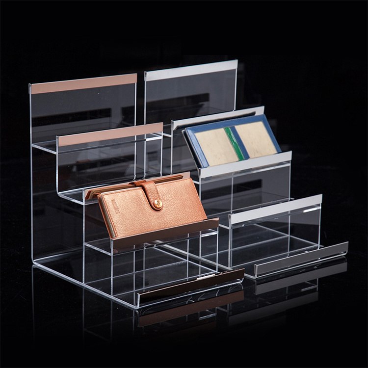 Bag Shop Display Countertop Leather Wallet Stand Coin Purse Holder Rack Tabletop Acrylic Wallet Display Stand For Sale