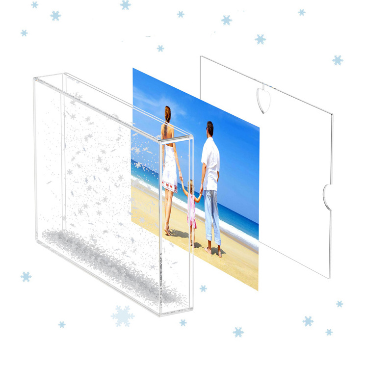 Factory Direct Memory Recording 2X3 Mini Size Water Snow Globe Picture Frame Instax Liquid Glitter Picture Photo Frame