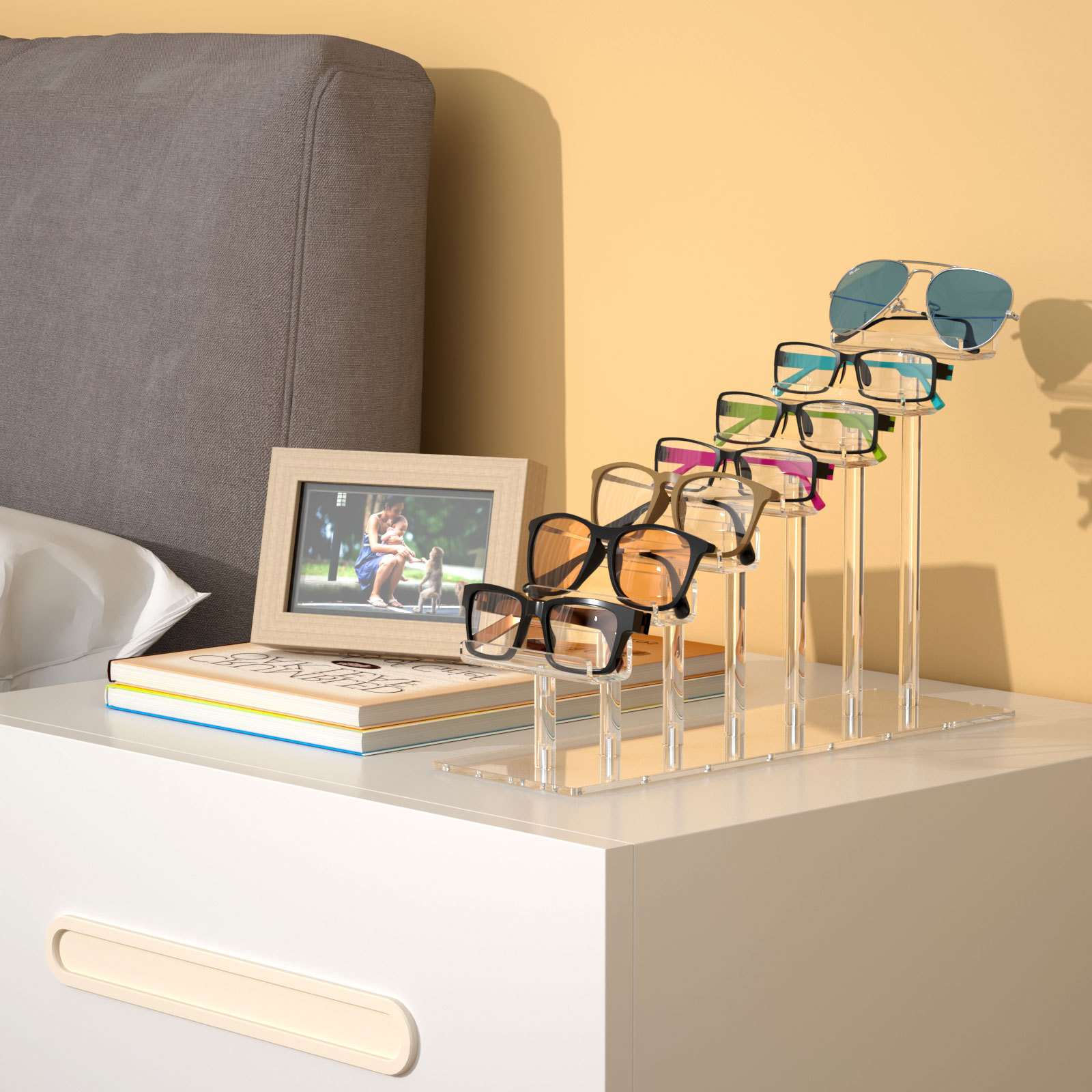 Acrylic Eyeglasses Display Stand Riser Glasses  Rack Stand Sunglasses Organizer Freestanding Eyewear Display Holder