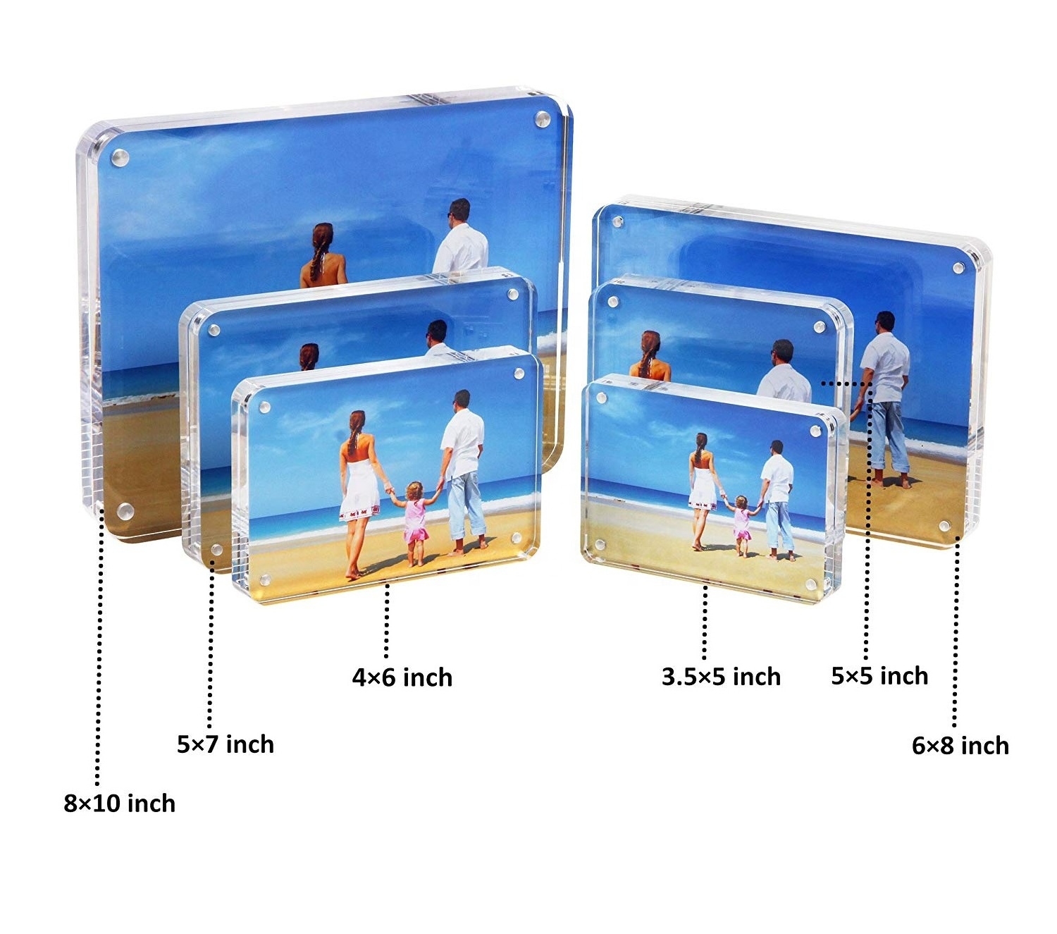 Acrylic Picture Frames 8x10 Bulk Magnetic Photo Frames Wedding Baby Glasses Frames Display Holder