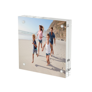 Wholesale Acrylic block frame clear magnetic photo frames double side acrylic picture frames customized