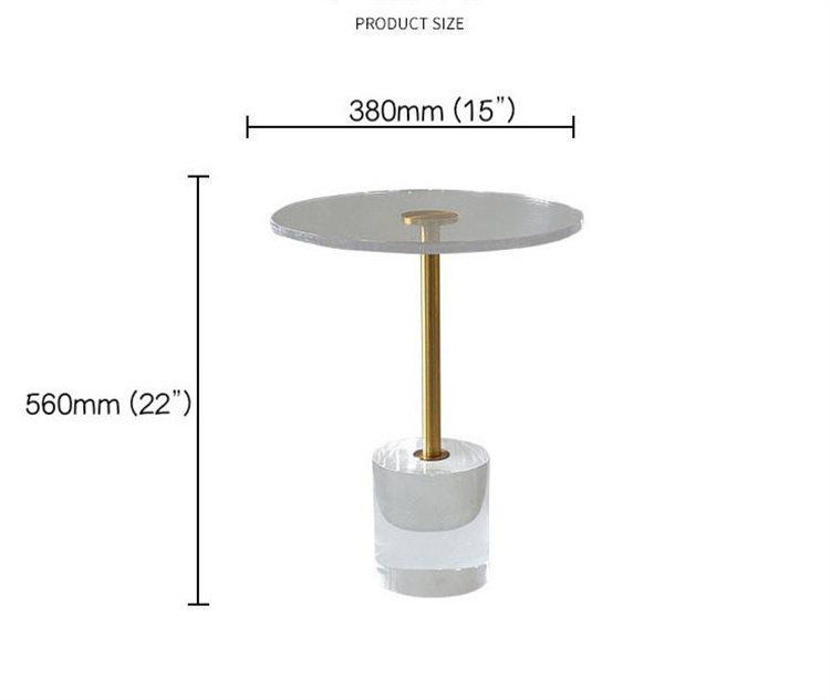 Designers Luxury Unique Transparent Acrylic Coffee Table Modern Style Gold Round Clear Acrylic Side End Table For Living Room