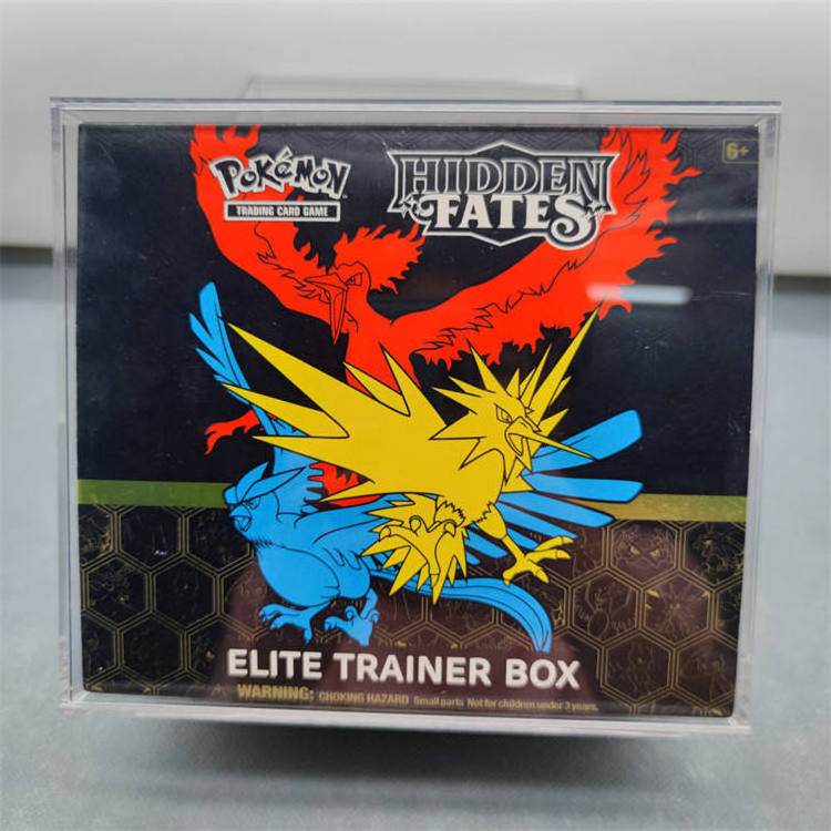 Custom Clear Pokemon etb Acrylic Case Magnetic Lid Acrylic Pokemon Booster Box Display Case For Elite Trainer Box