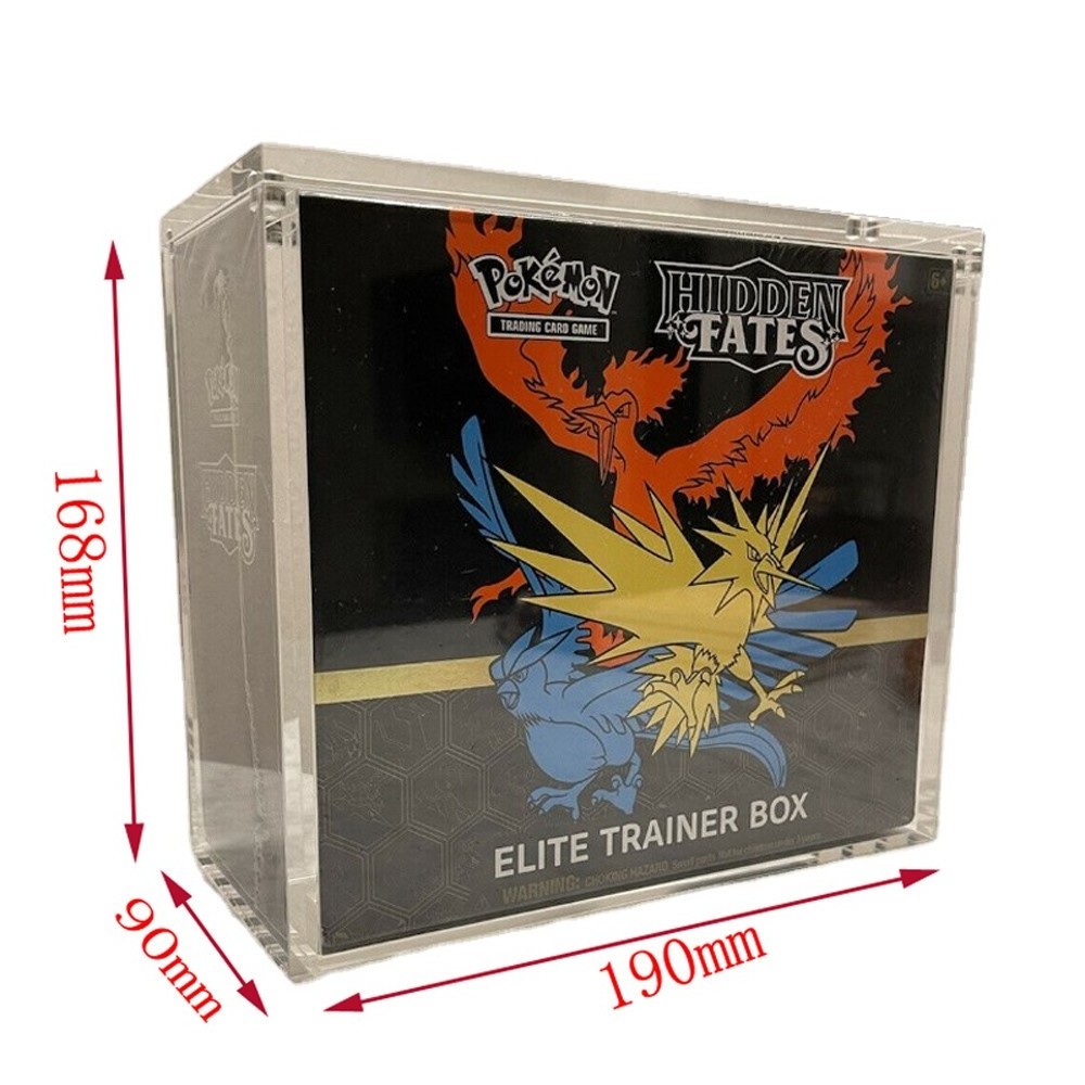 Acrylic box pokemon display magnet lid booster elite trainer box acryl box pokemon