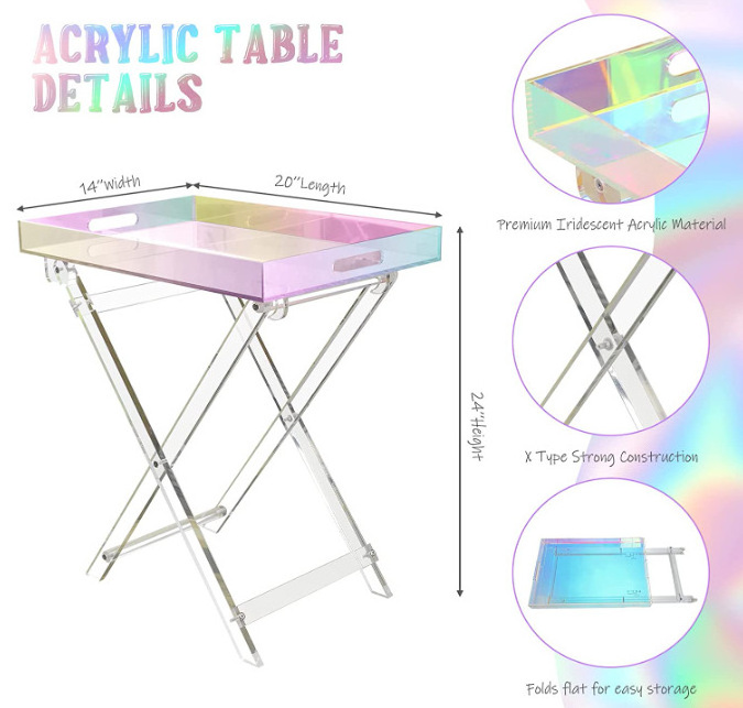 Modern Clear Acrylic Furniture Folding Tray Table Acrylic Side Table Acrylic End Table