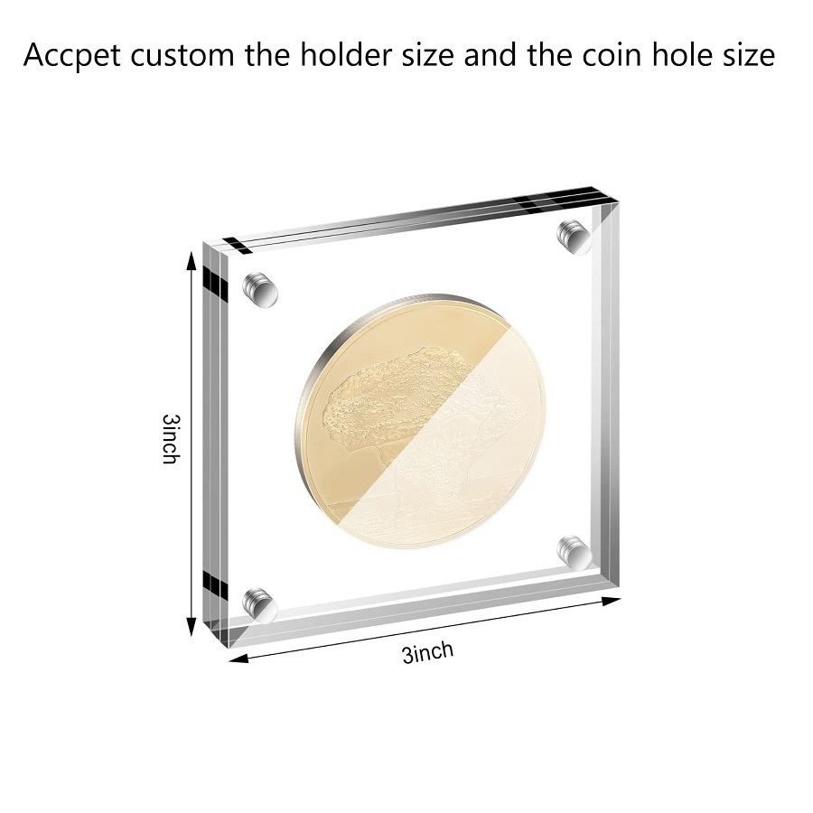 Challenge Coin Display Holder Case Square Shape Acrylic Coin Display Frame double sided coin display