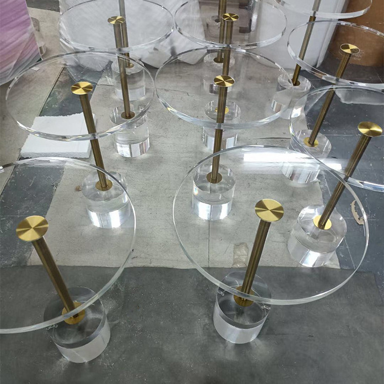 Designers Luxury Unique Transparent Acrylic Coffee Table Modern Style Gold Round Clear Acrylic Side End Table For Living Room