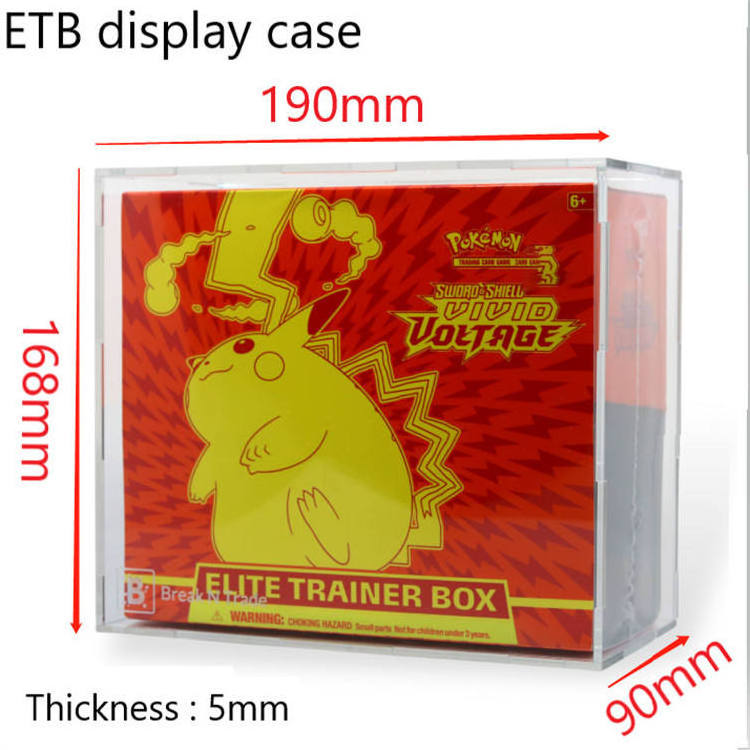 Custom Clear Pokemon etb Acrylic Case Magnetic Lid Acrylic Pokemon Booster Box Display Case For Elite Trainer Box