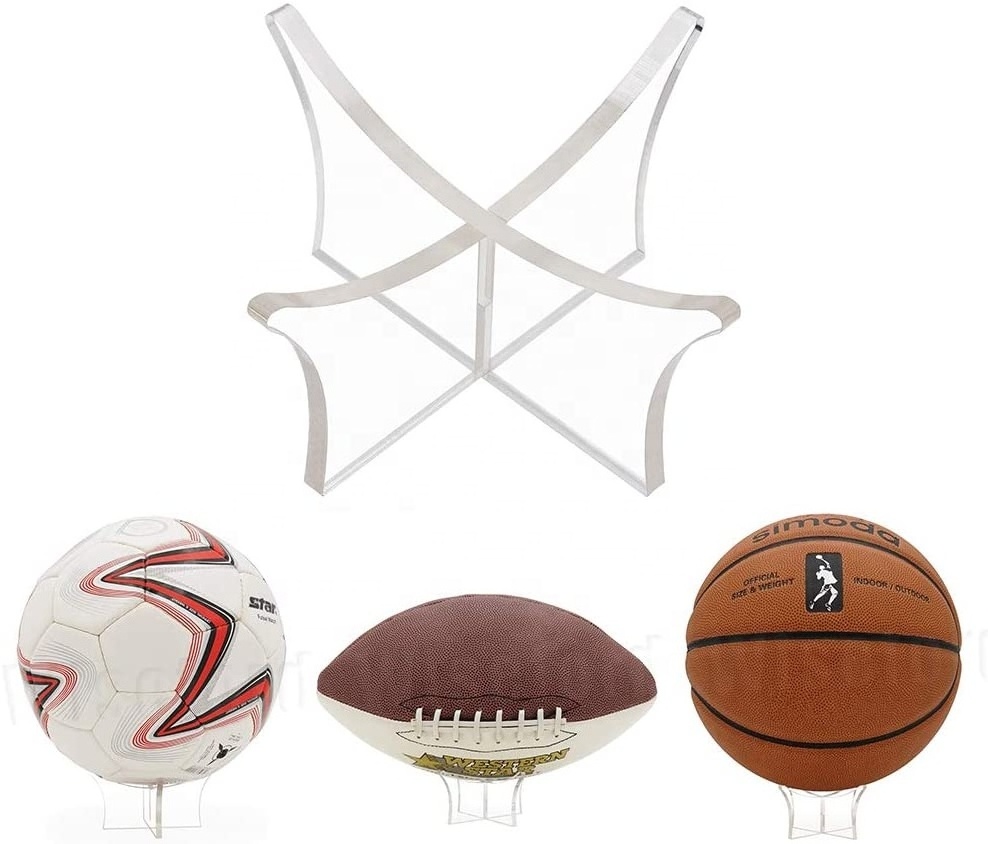 New Style Clear Acrylic Display Rack Football Basketball Volleyball Rugby Holder Stand