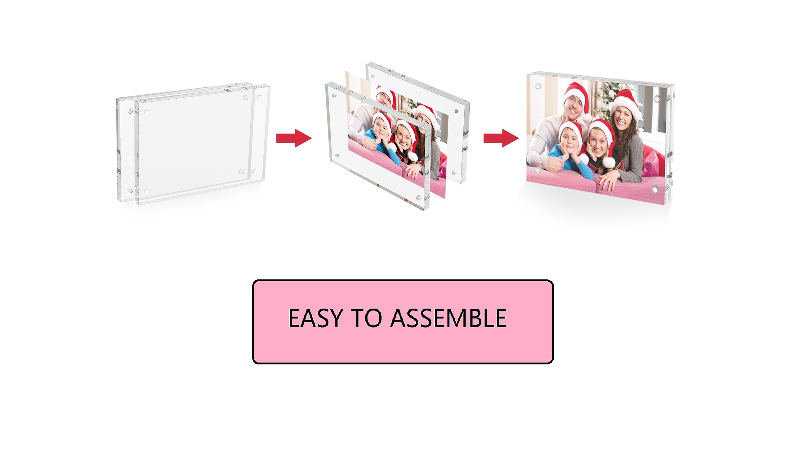 Wholesale Acrylic block frame clear magnetic photo frames double side acrylic picture frames customized