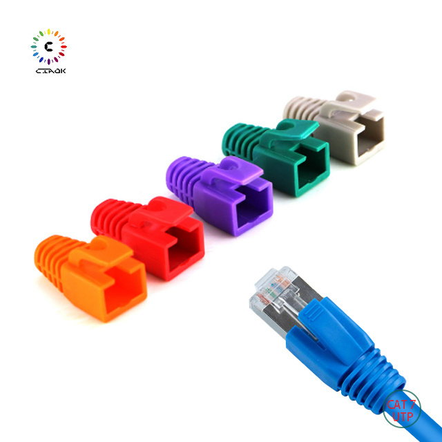 1000pcs plug cover boot ethernet modular injector upt ftp plug CAT5E CAT6 Cat7 8P8C Network cable plug RJ45 Connector boot 6.0m