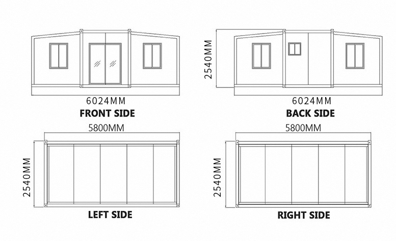 Fast Assembled 2 Bedrooms Home Foldable Portable Movable Expandable Container House with Full Bathroom