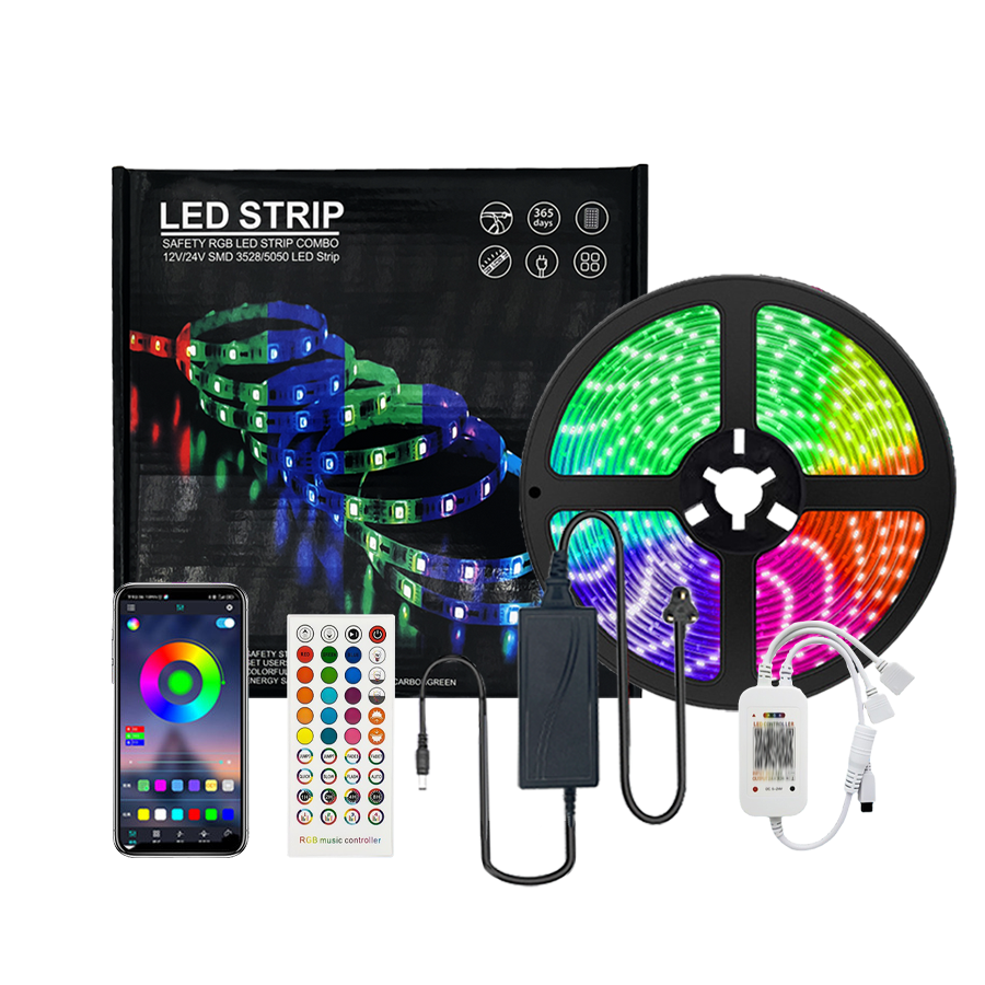 Holiday Light APP Bluetooth 12v 5M Remote Controlled Flexible SMD 5050 RGB LED Smart Home Light Led Strip Light 44 keys