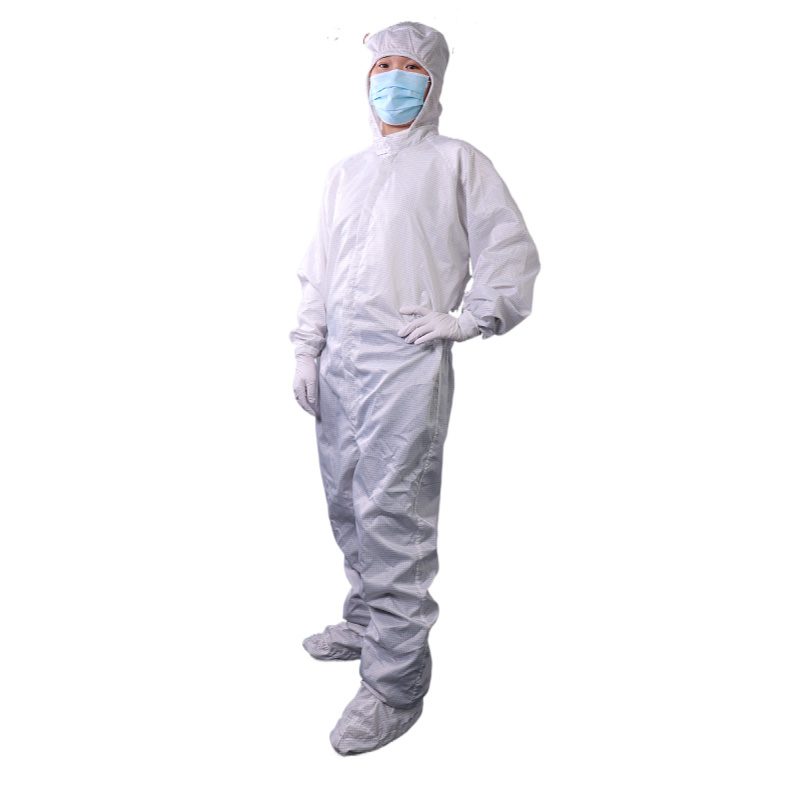 Cool and Comfortable Clean Room Lint Free  Protective hooded Coverall With Shoe Cover