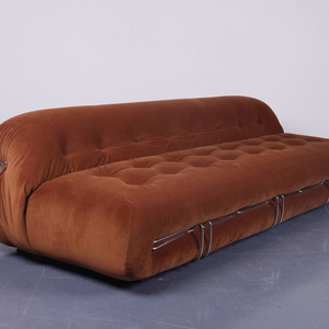 Mid Century Modern Furniture Brown Velvet Afra Tobia Scarpa Soriana Sofa Reproduction