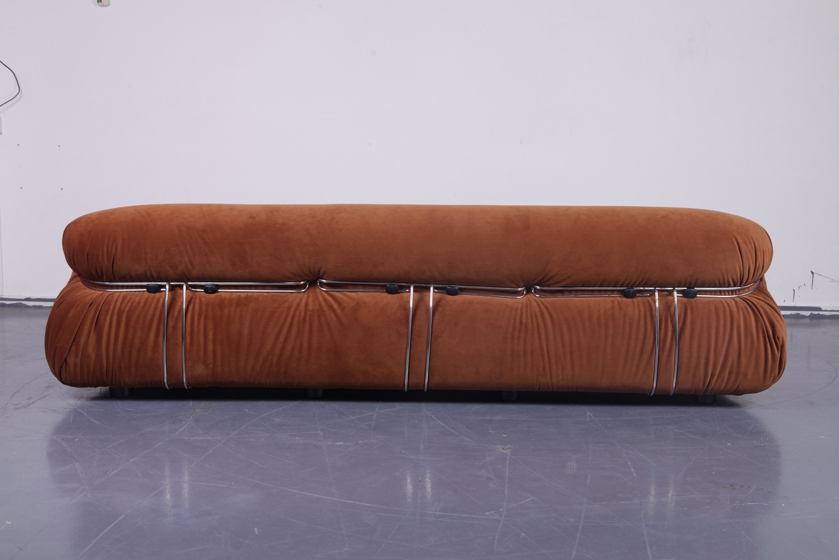 Mid Century Modern Furniture Brown Velvet Afra Tobia Scarpa Soriana Sofa Reproduction