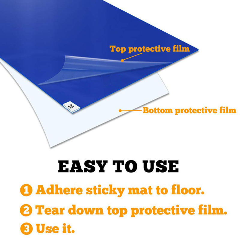 Dust Removing Floor Cleanroom Peelable Adhesive Blue Sticky Mat For Clean Room